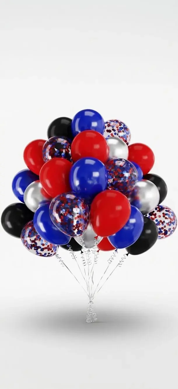 20+ Piece Red, Blue & Silver Balloon Bouquet – Patriotic Party Decor